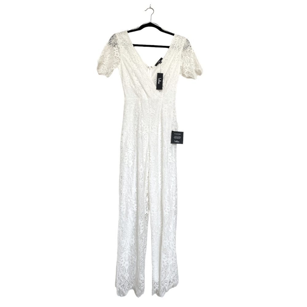 Lulus Glorious Love White Lace Short Sleeve Jumpsuit Size XS Classy Chic Bridal - Picture 4 of 6